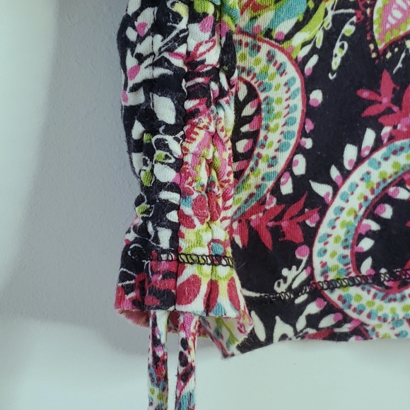 new CARIBBEAN JOE top Paisley Stretch PETITE LARGE 12 14 Tropical Navy Blue - Picture 7 of 8